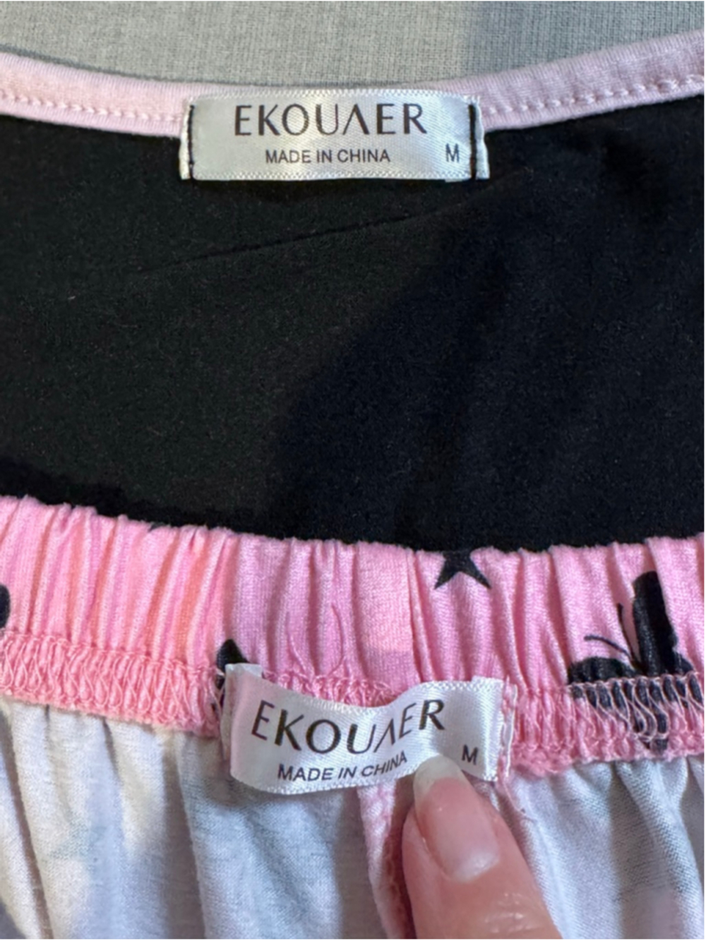 Women's EKOUAER Black Pink Butterfly Pajama Set M - Picture 6 of 12